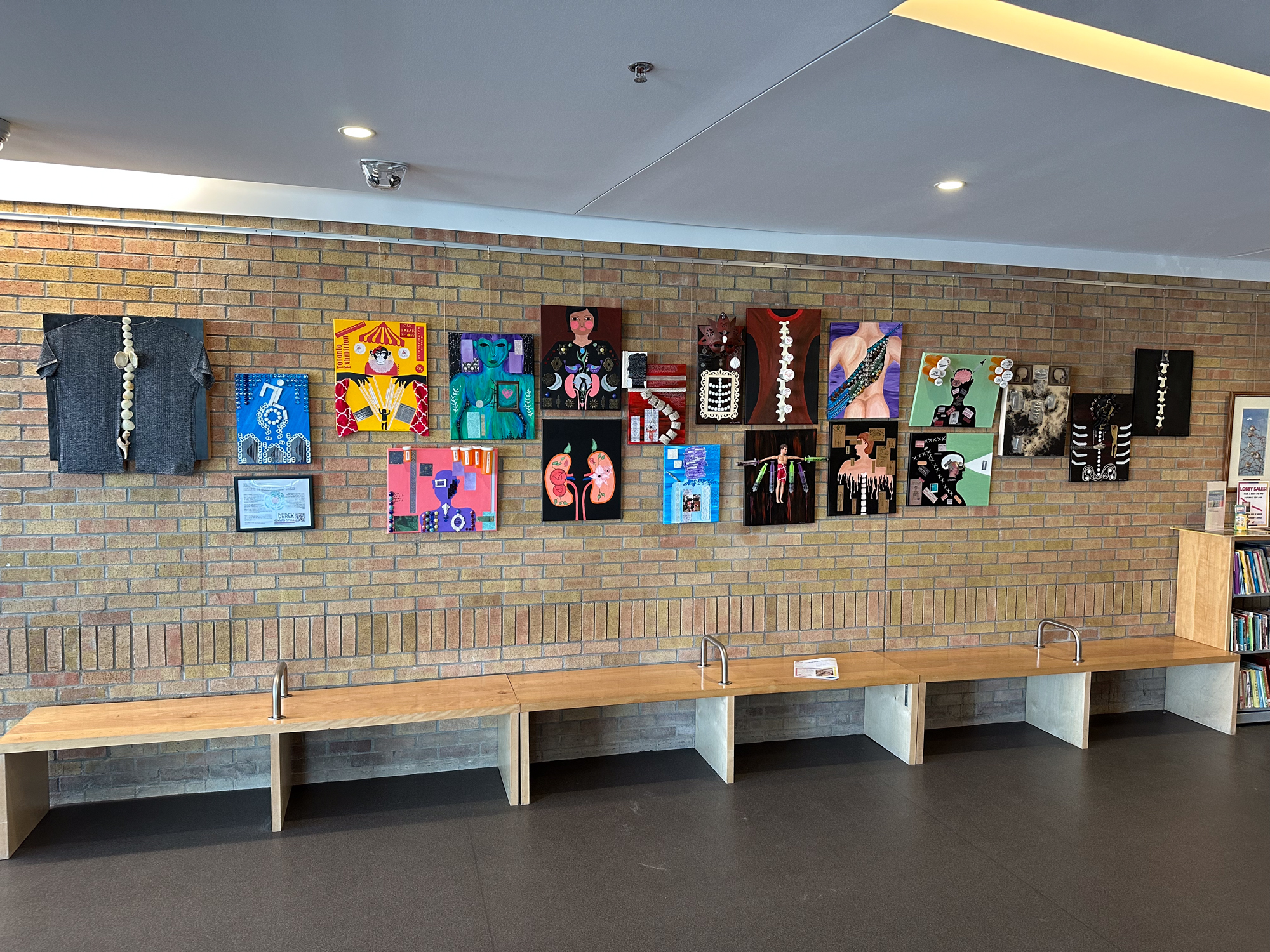 An image of artwork hanging on display.