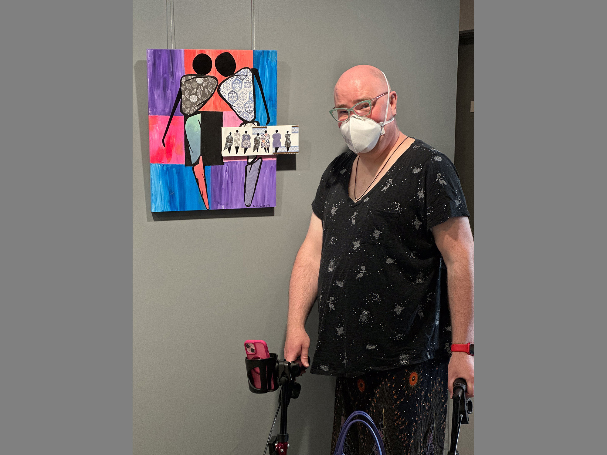 An image of artwork hanging on display.