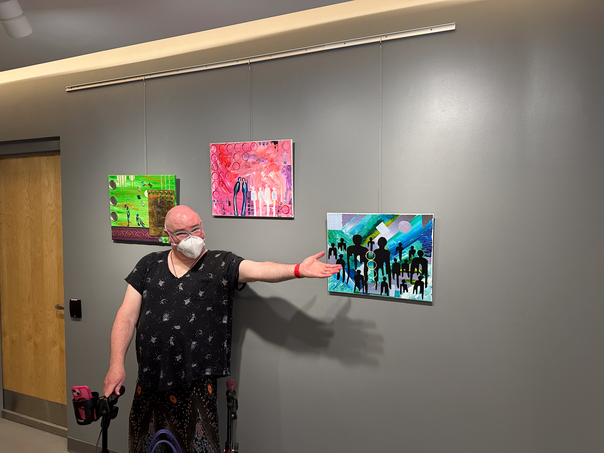 An image of artwork hanging on display.